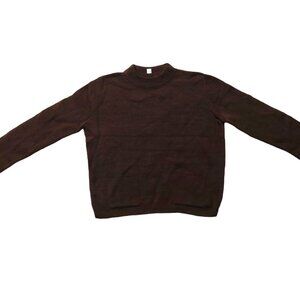 Vintage 1940s Long Sleeve Dark Brown Crew Neck Knit Sweater w/ 2 Front Pockets